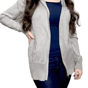 Babe & Co. Gray Hoodie Sweater Pockets Zipper M